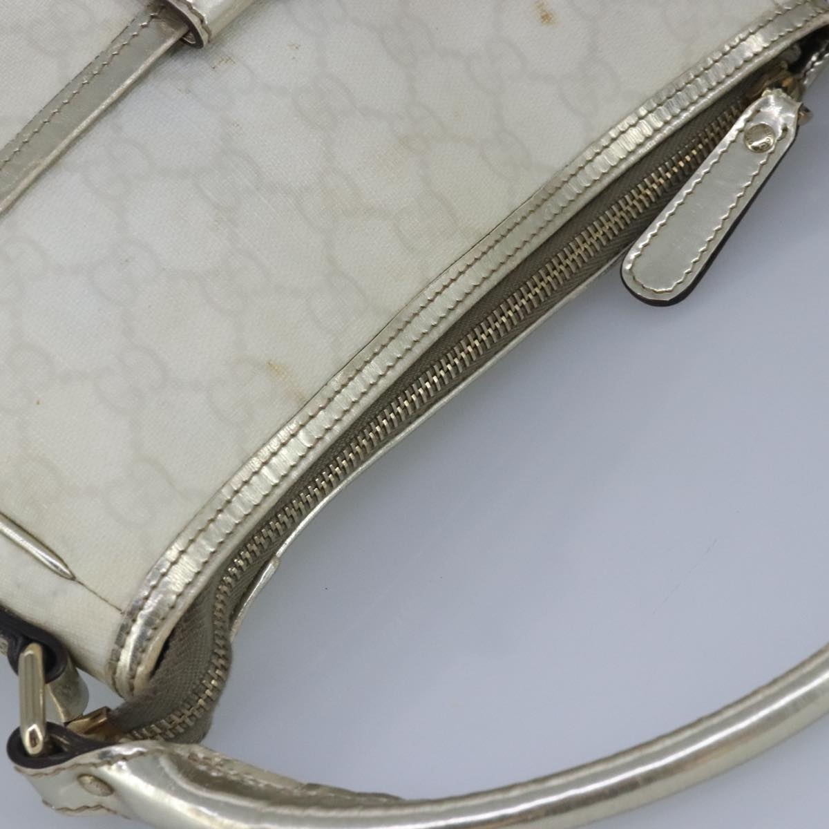 GUCCI GG Supreme Hand Bag Pvc Leather White Gold - 6