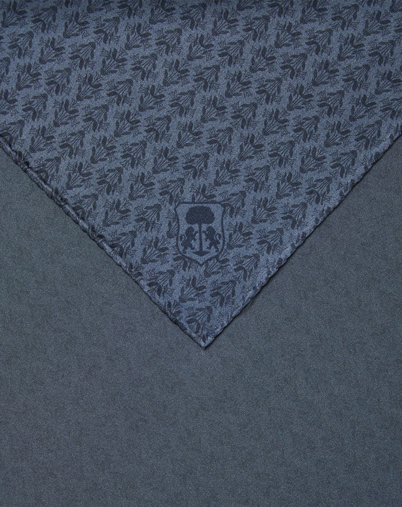 Blue pure silk pocket square with floral print 3