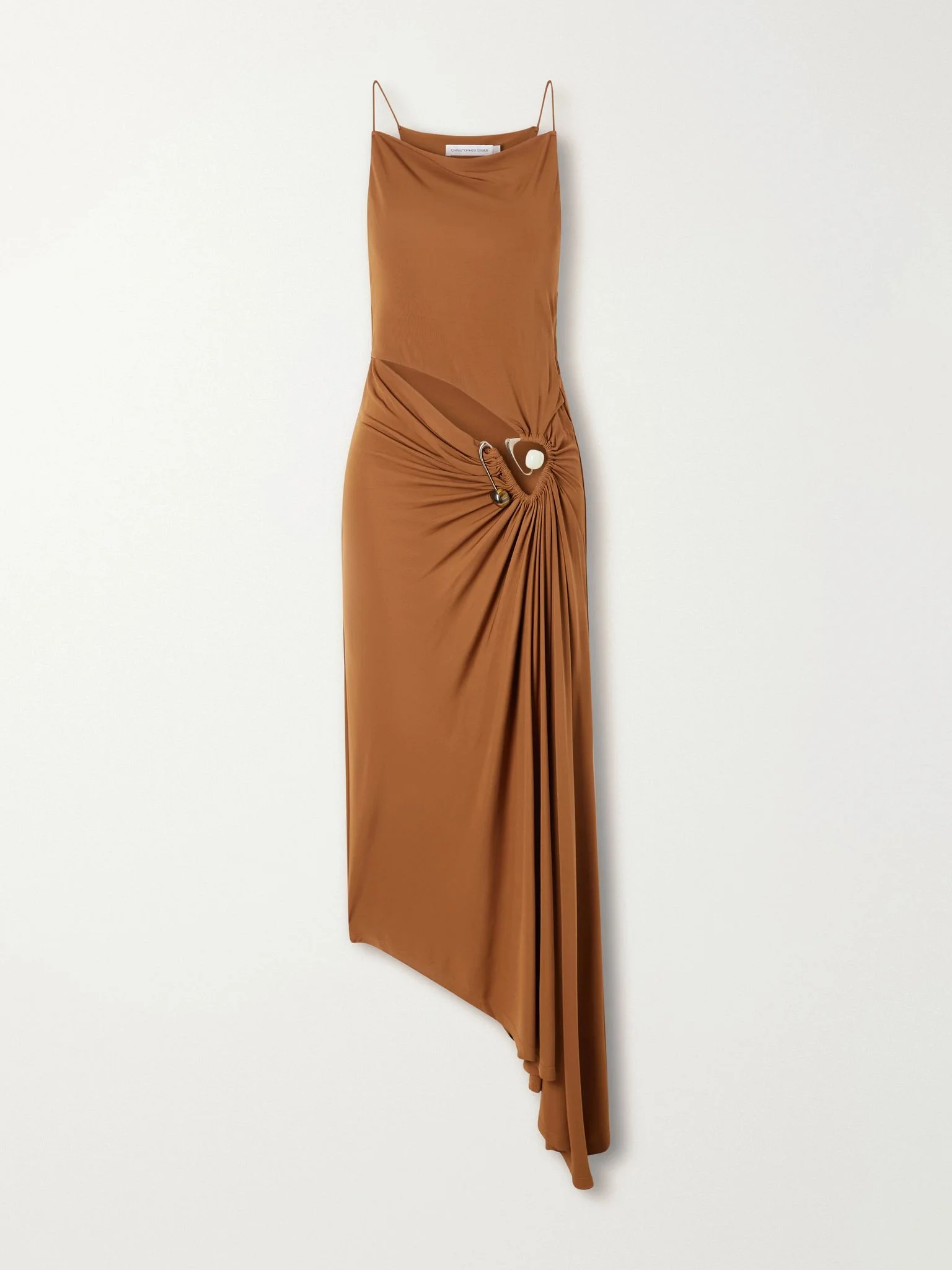 Veer crystal-embellished draped jersey midi dress Brown - 1