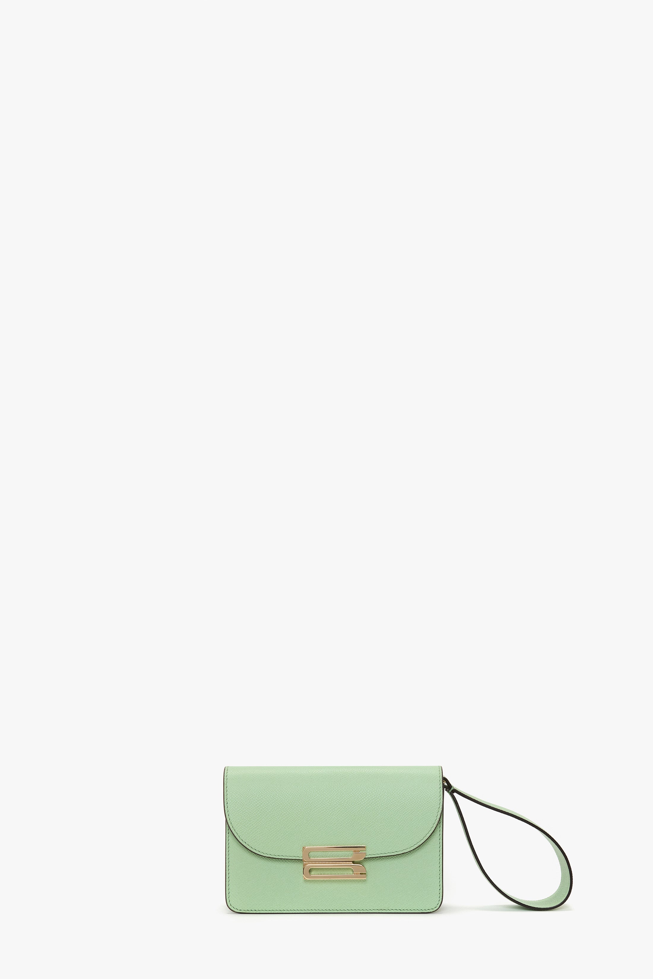 Nano Dorian Wristlet In Jade Grained Leather - 1