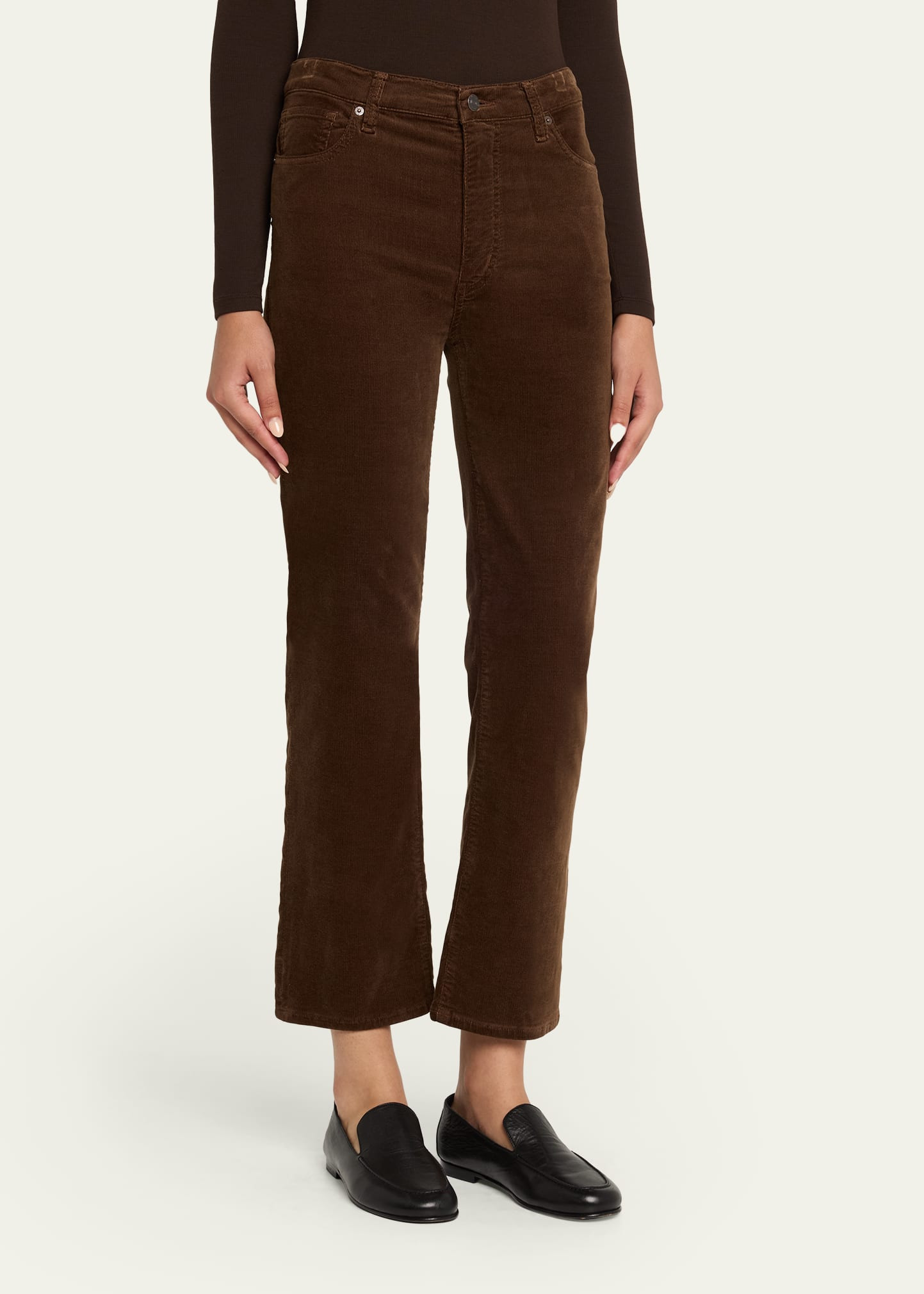 Le Sleek Cropped Stretch Corduroy Pants - 4
