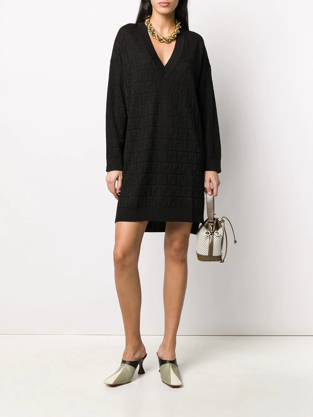 FF motif jacquard knit dress - 2