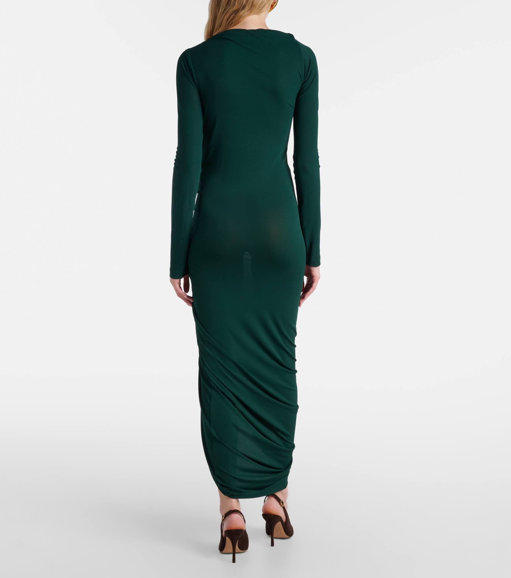 Gathered jersey midi dress - 3