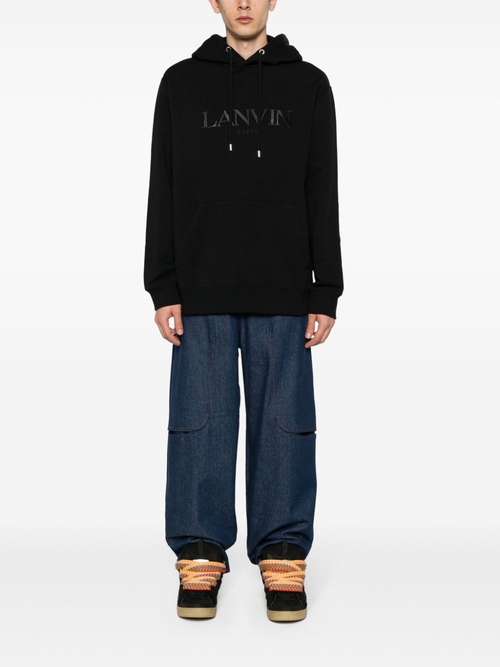logo-embroidered cotton hoodie - 2