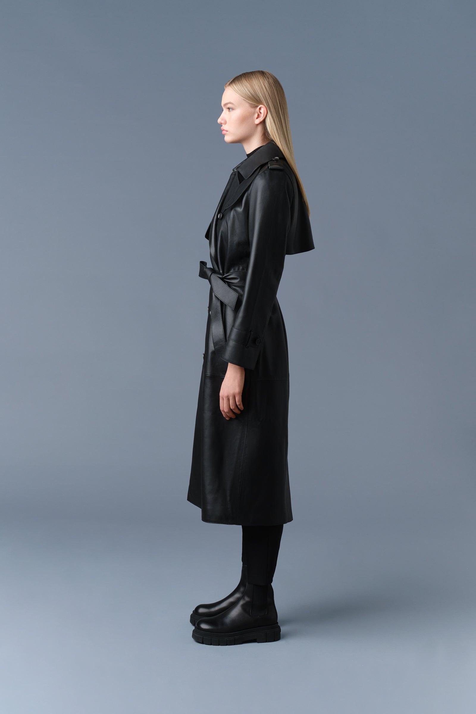 GAEL-V Maxi Leather Trench Coat - 3