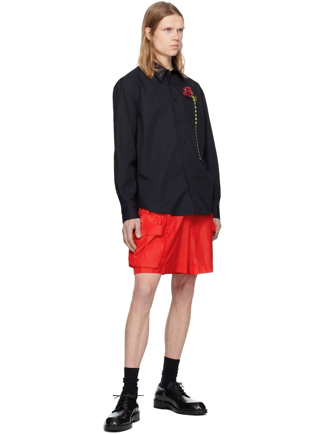 Red Cargo Flap Pocket Drawstring Shorts - 4