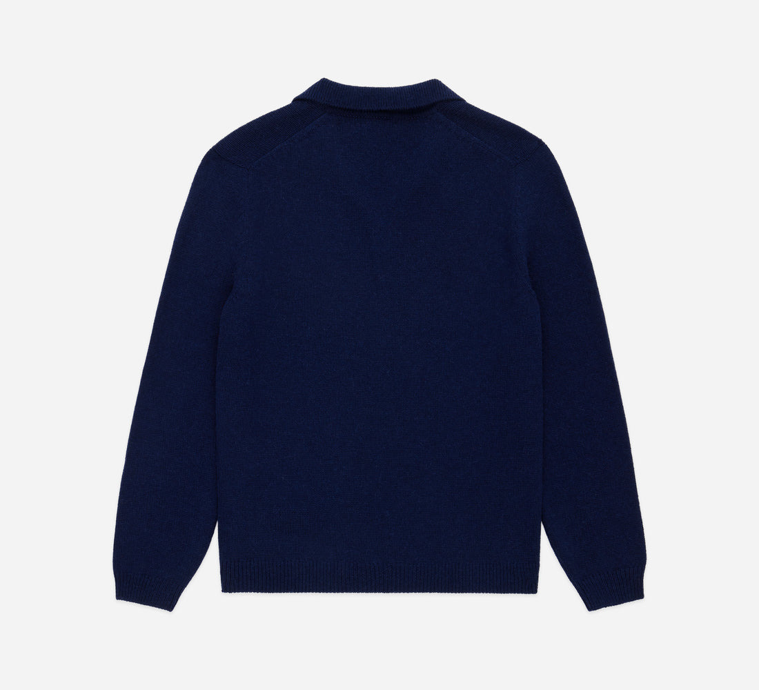 Long Sleeve Knit Polo - Midnight Alpaca - 2