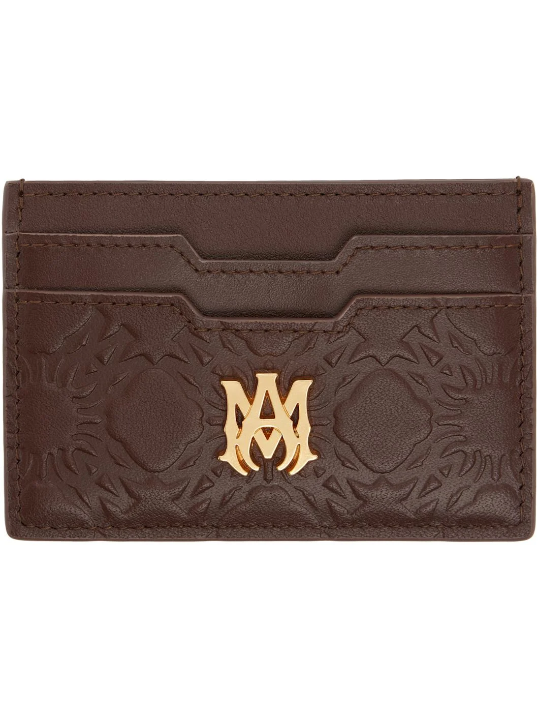 Brown 'MA' Quad Leather Card Holder - 1