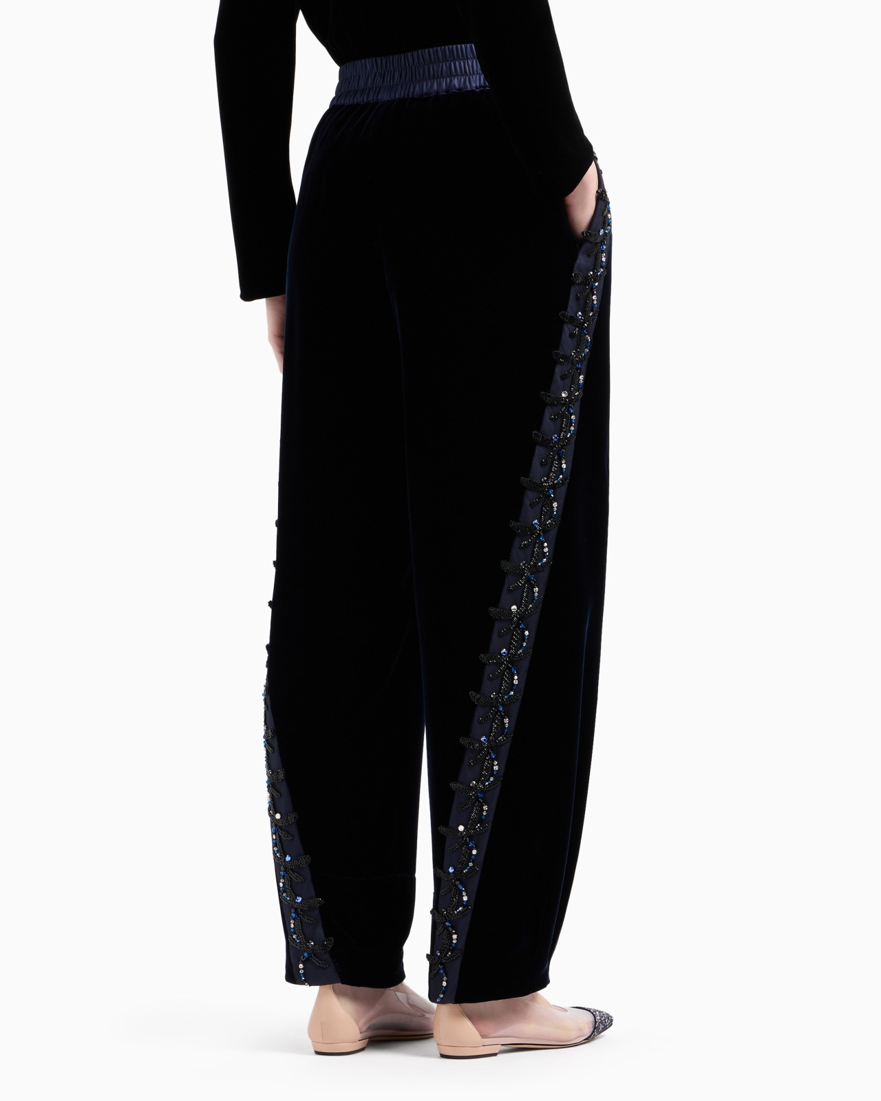 VELVET TROUSERS WITH DRAGONFLY EMBROIDERY - 3