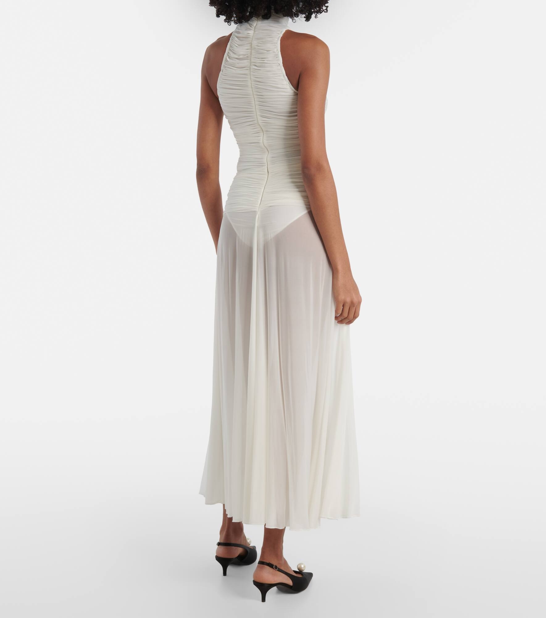 Ruched sheer high-neck maxi dress - 3