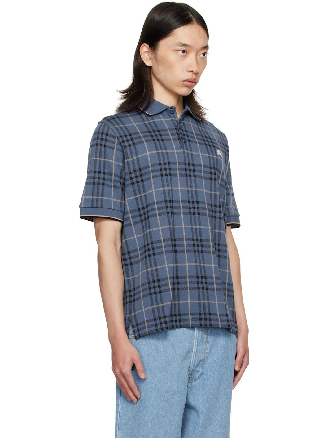 Navy Check Cotton Polo - 2