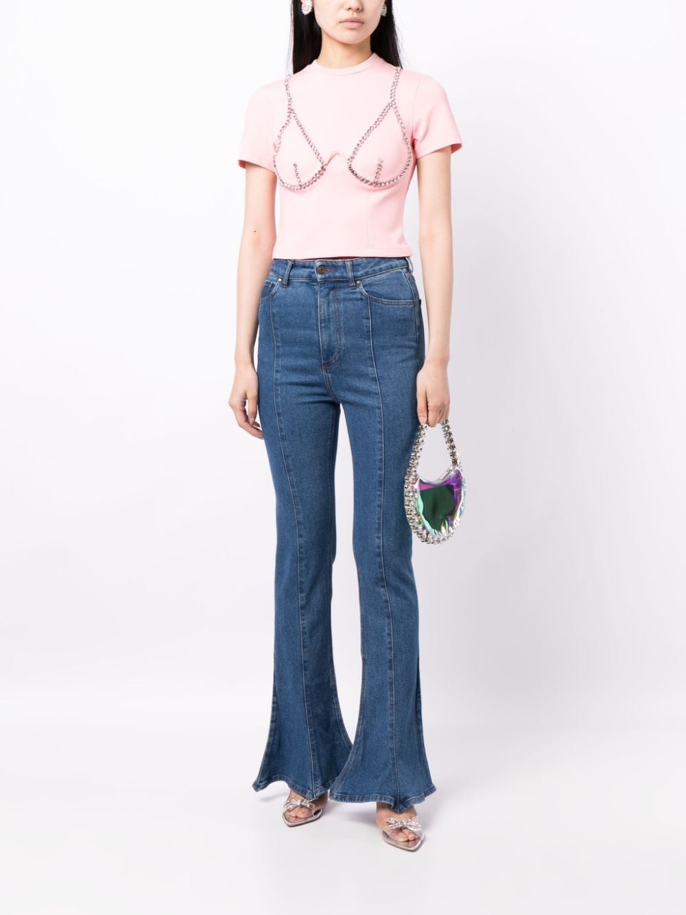 crystal-embellished cup-chain T-shirt - 2