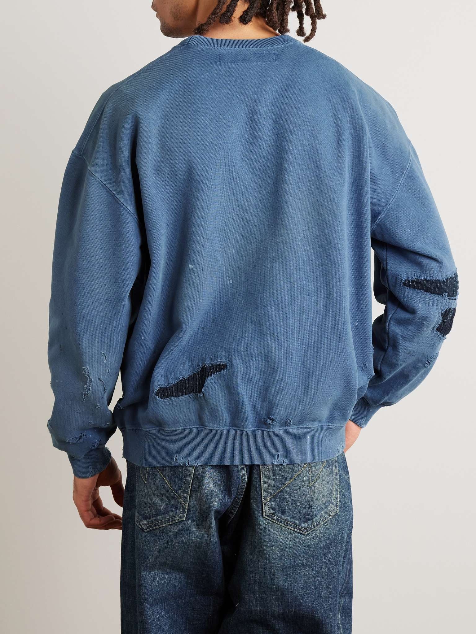 Savage Logo-Embroidered Appliquéd Distressed Cotton-Jersey Sweatshirt - 3