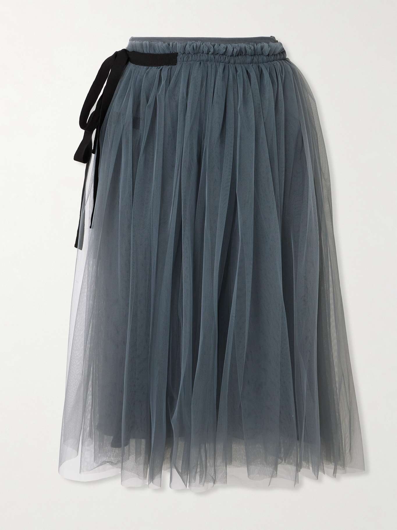 Lottie ruffled grosgrain-trimmed tulle midi skirt - 1