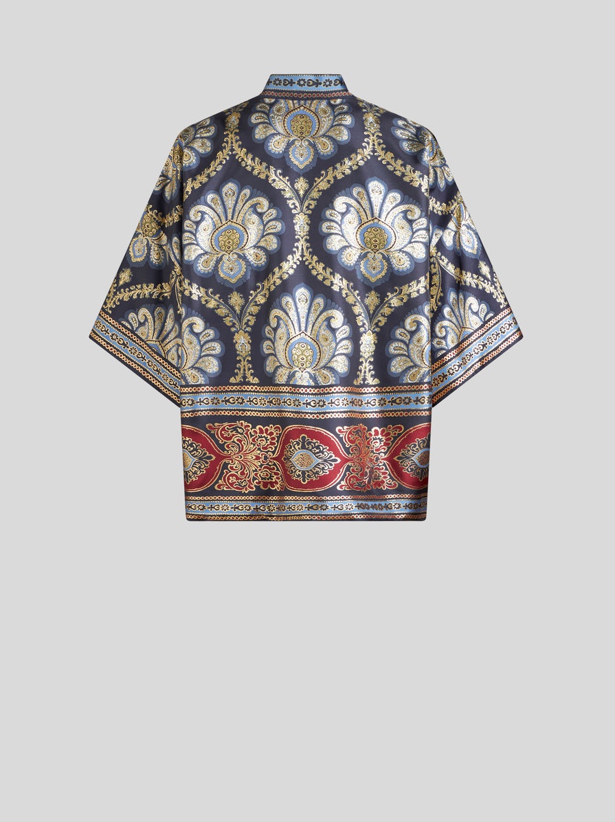 PRINTED SILK KESA ROBE - 6