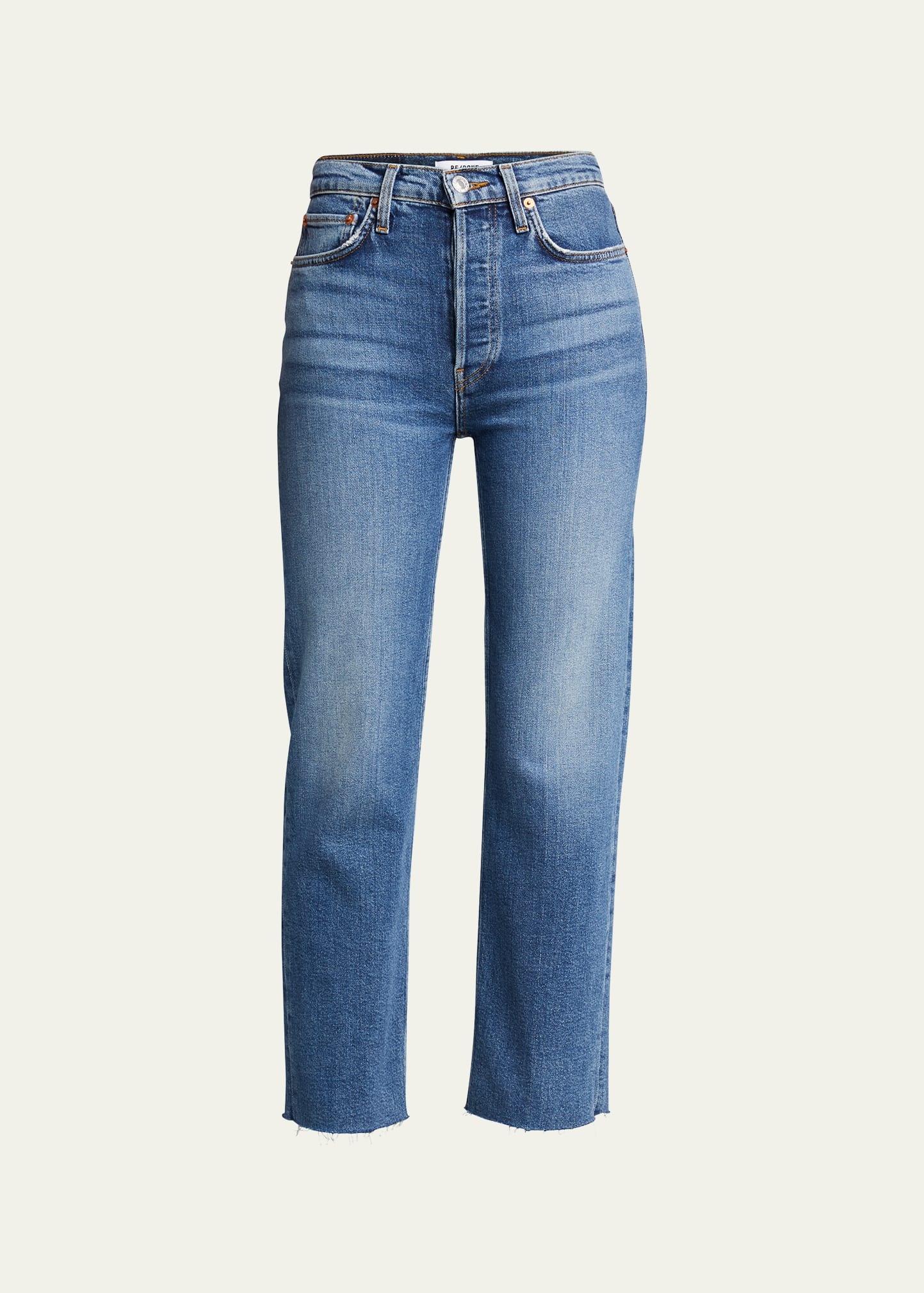 High-Rise Stovepipe Jeans with Raw-Edge Hem - 2