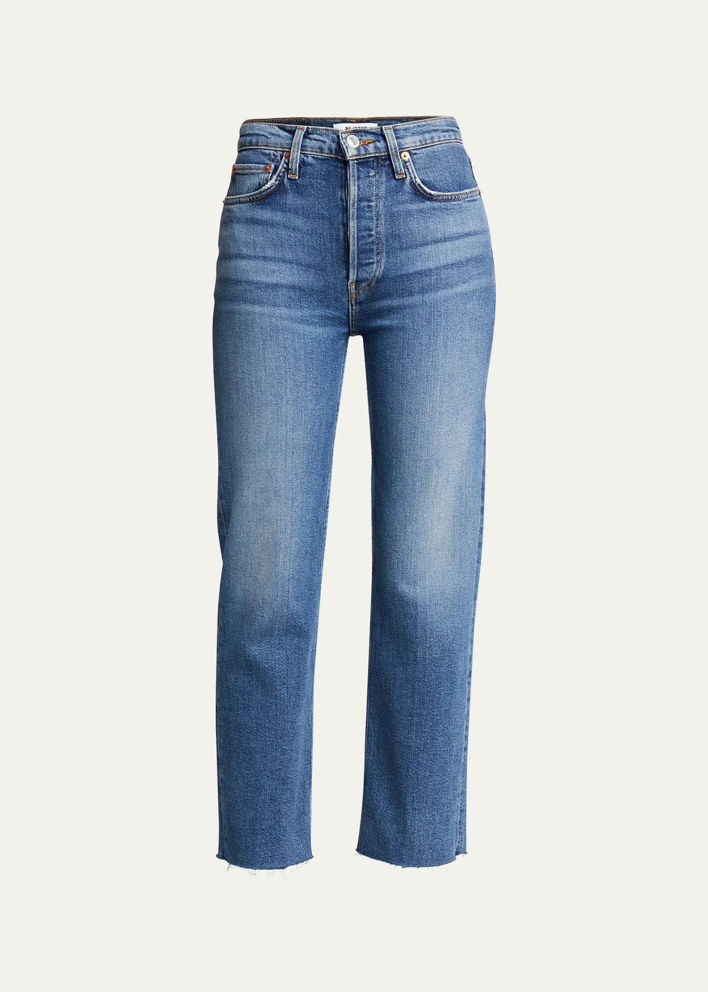 High-Rise Stovepipe Jeans with Raw-Edge Hem - 1