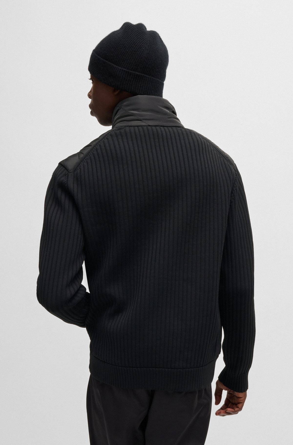MIXED-MATERIAL JACKET WITH QUILTED FRONT PANEL - 5