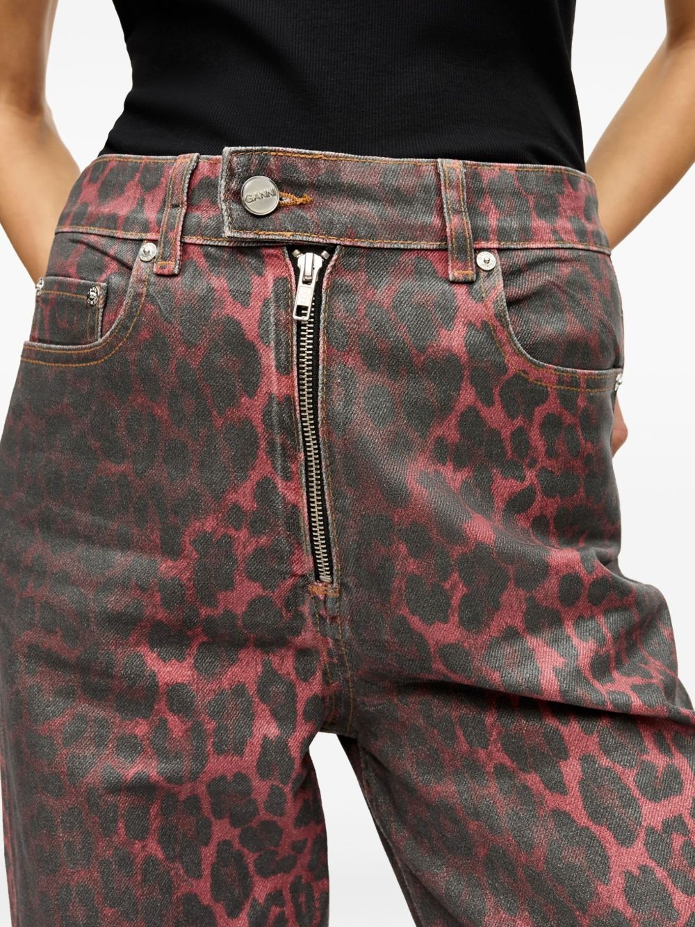 leopard-print jeans - 5
