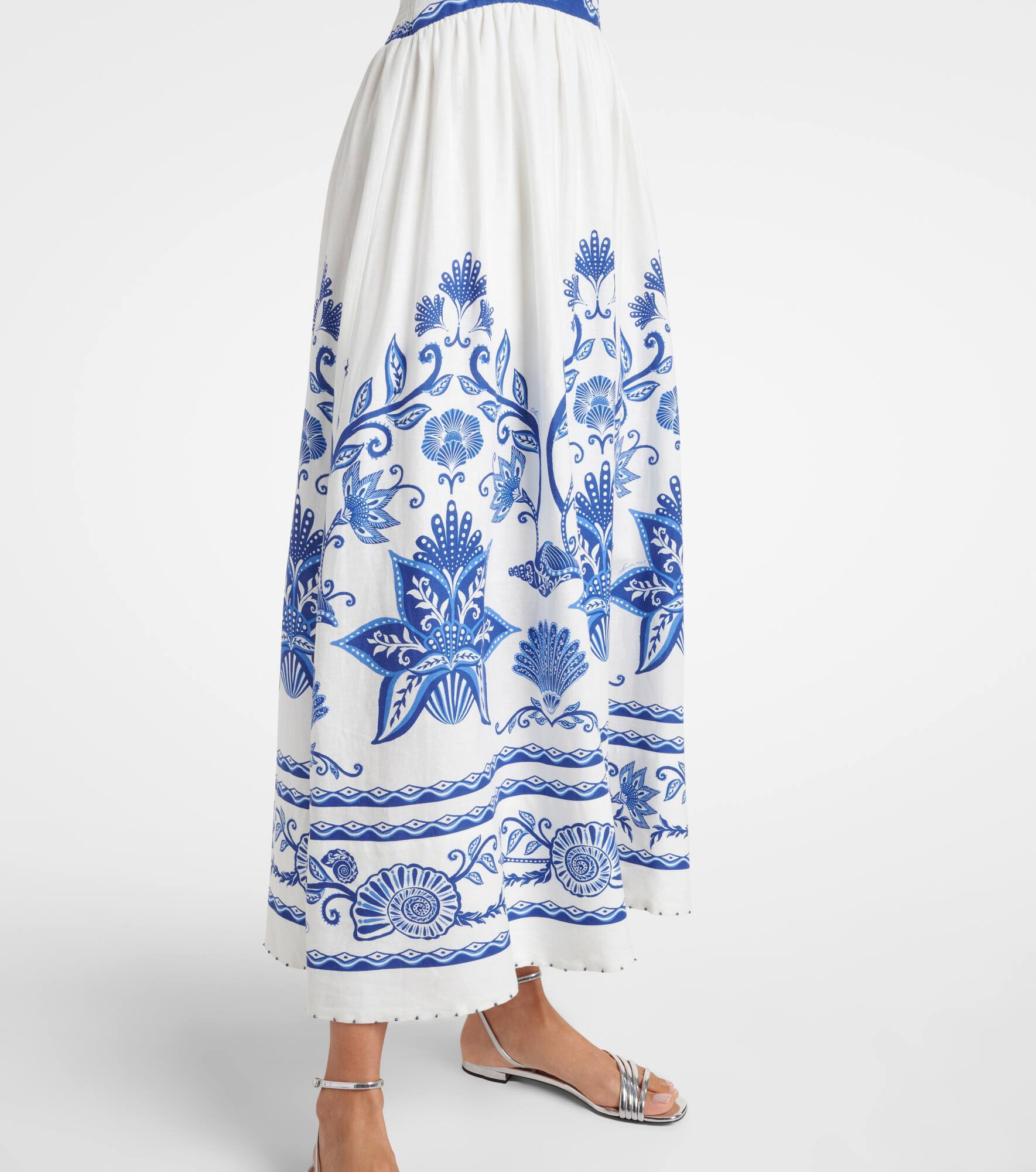 Printed linen-blend maxi dress - 5