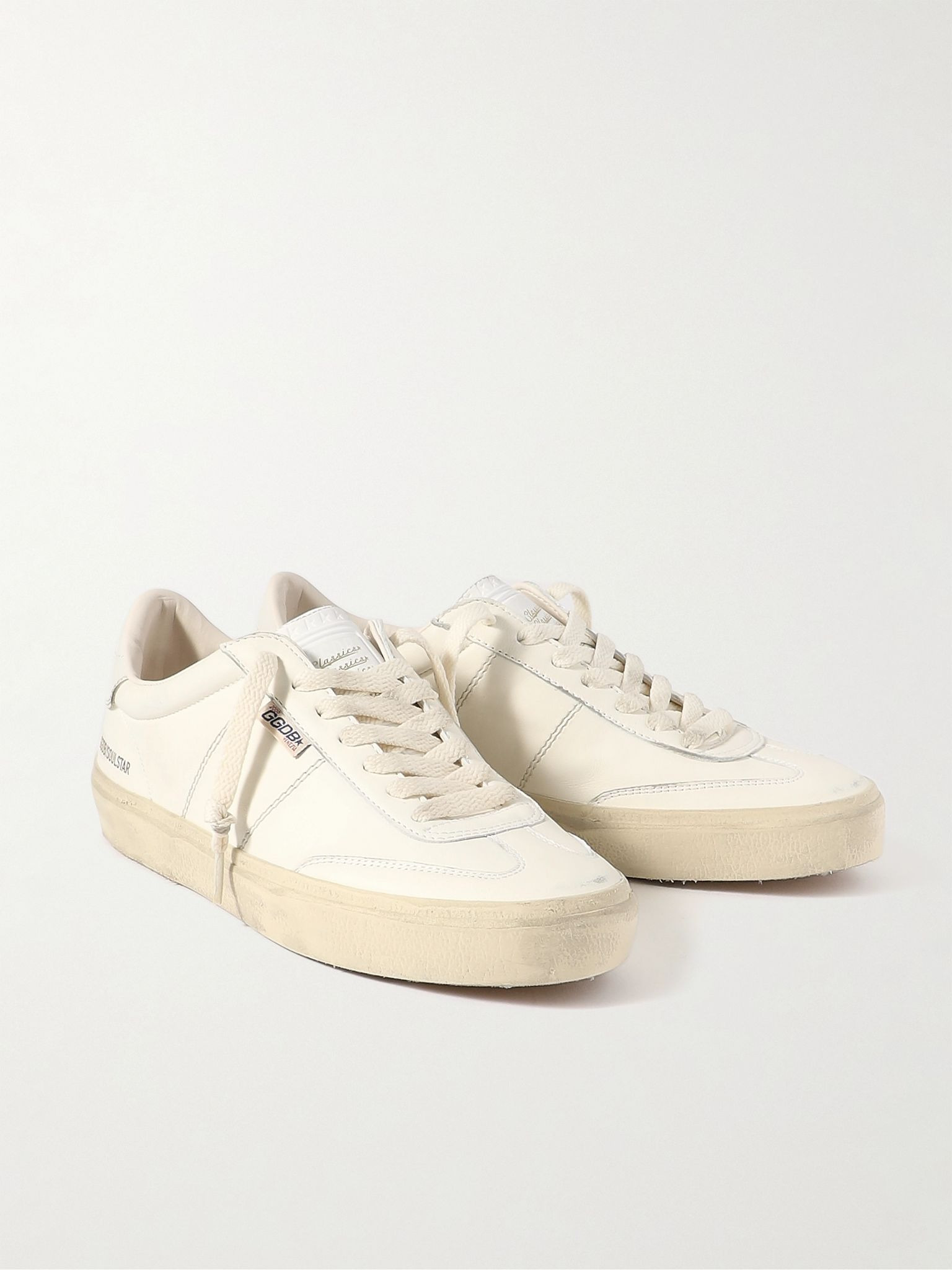 Soul-Star Distressed Leather Sneakers Off-white - 4