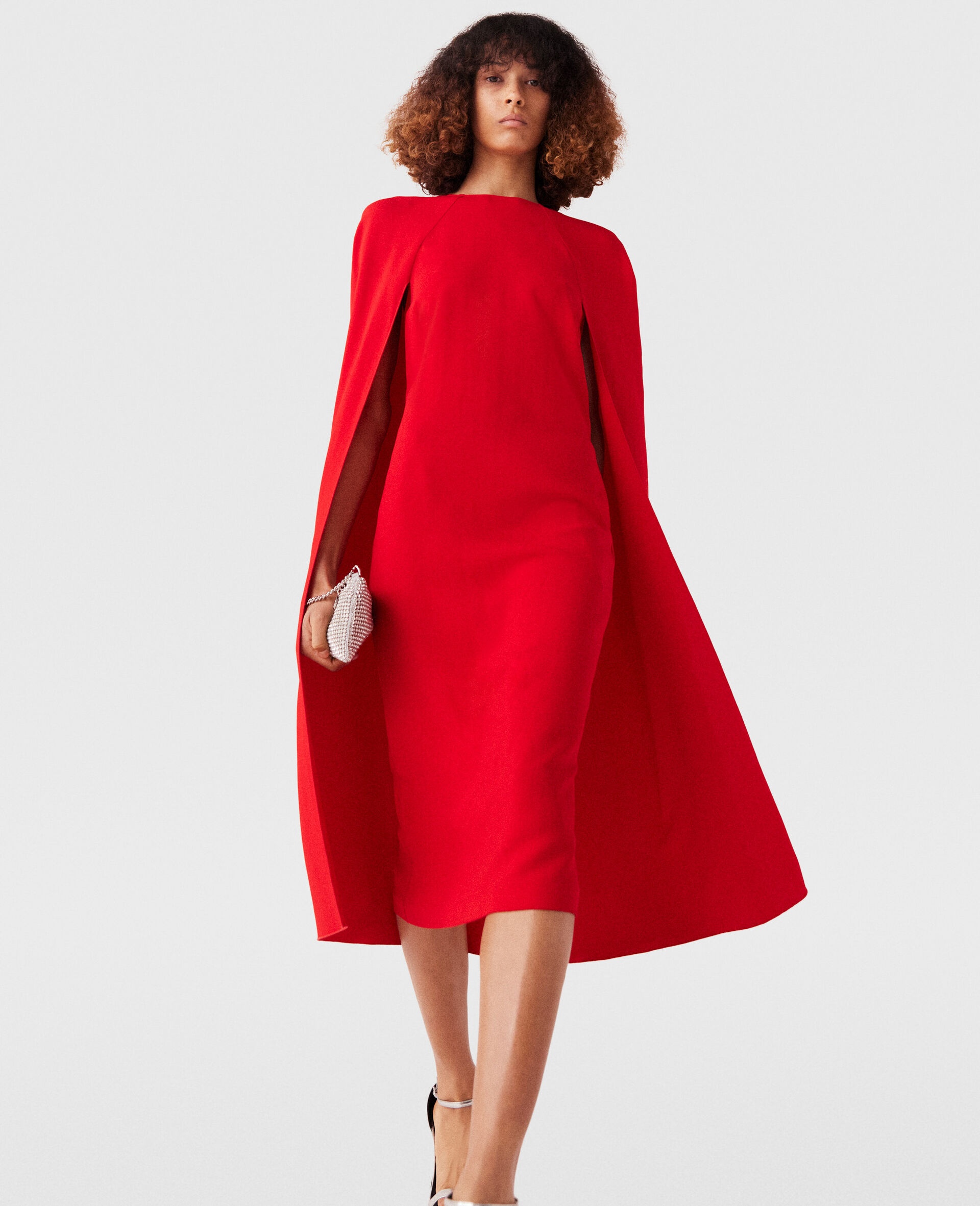 Round Neck Cape Midi Dress - 2