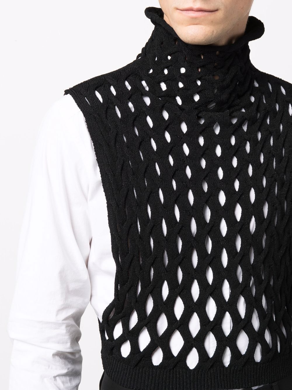 lattice-knit roll-neck vest - 5