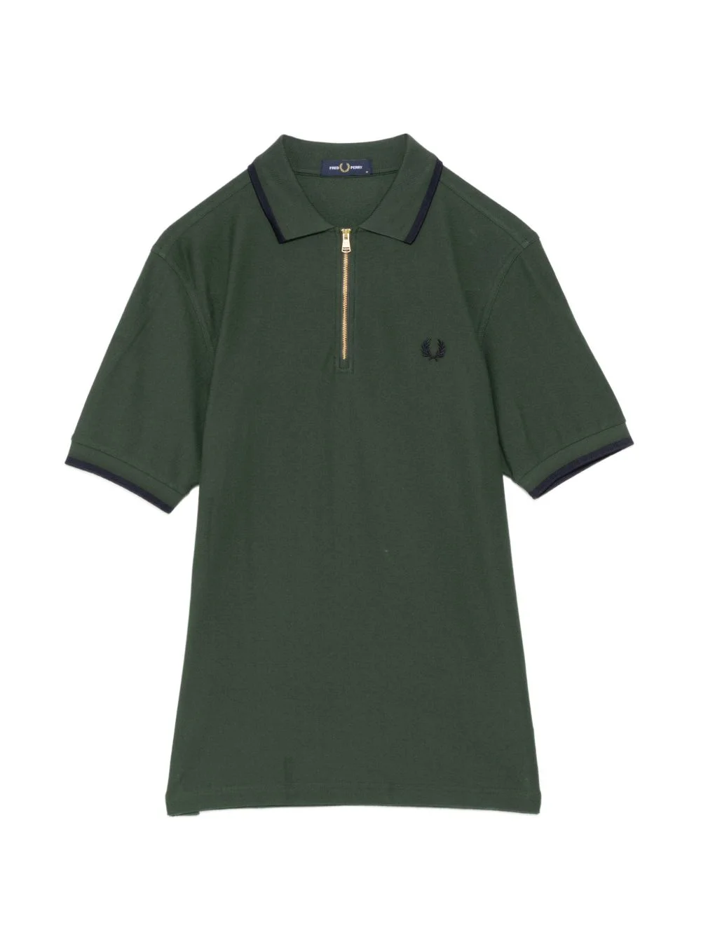 logo-embroidered half-zip polo shirt - 1