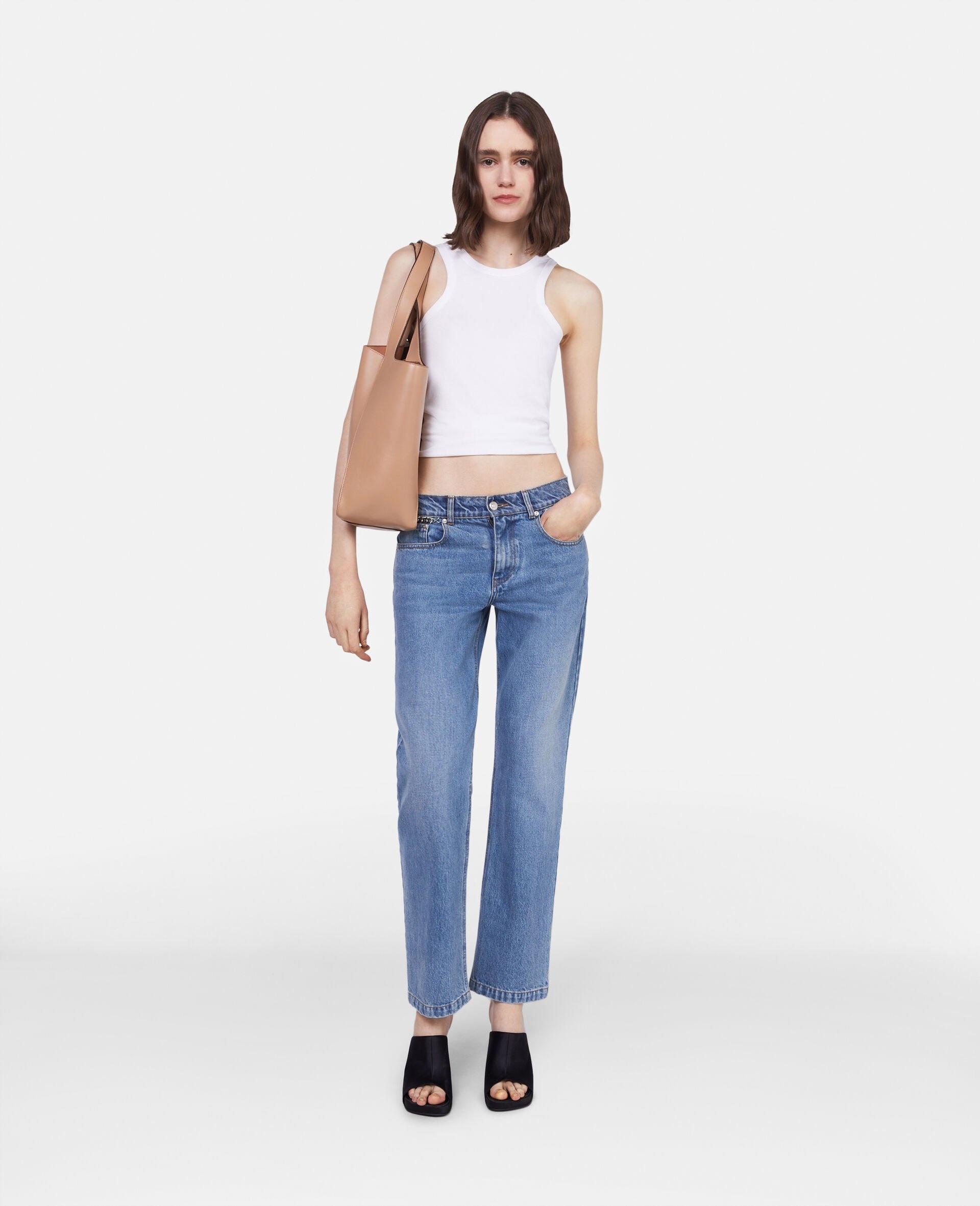 Falabella Chain Light Wash Cropped Jeans - 2