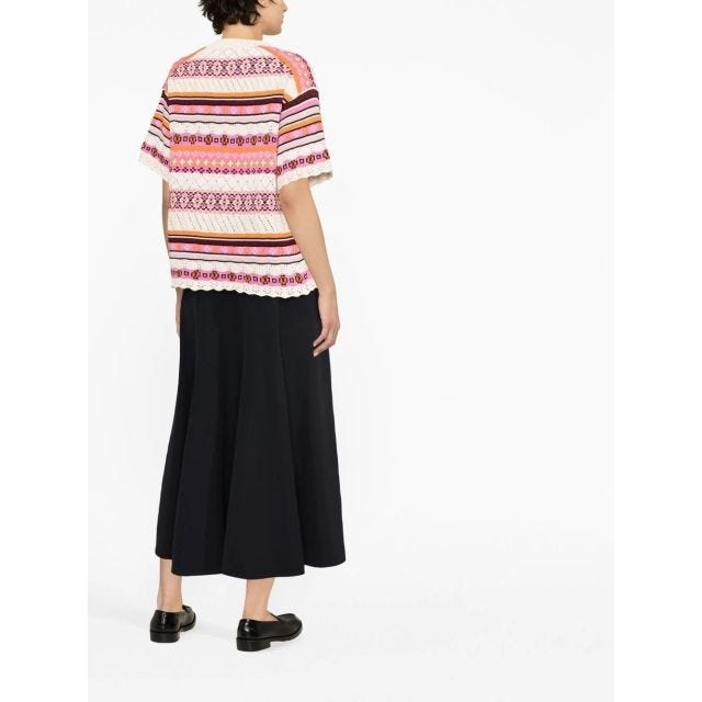 Multicoloured knitted short-sleeved T-shirt - 3