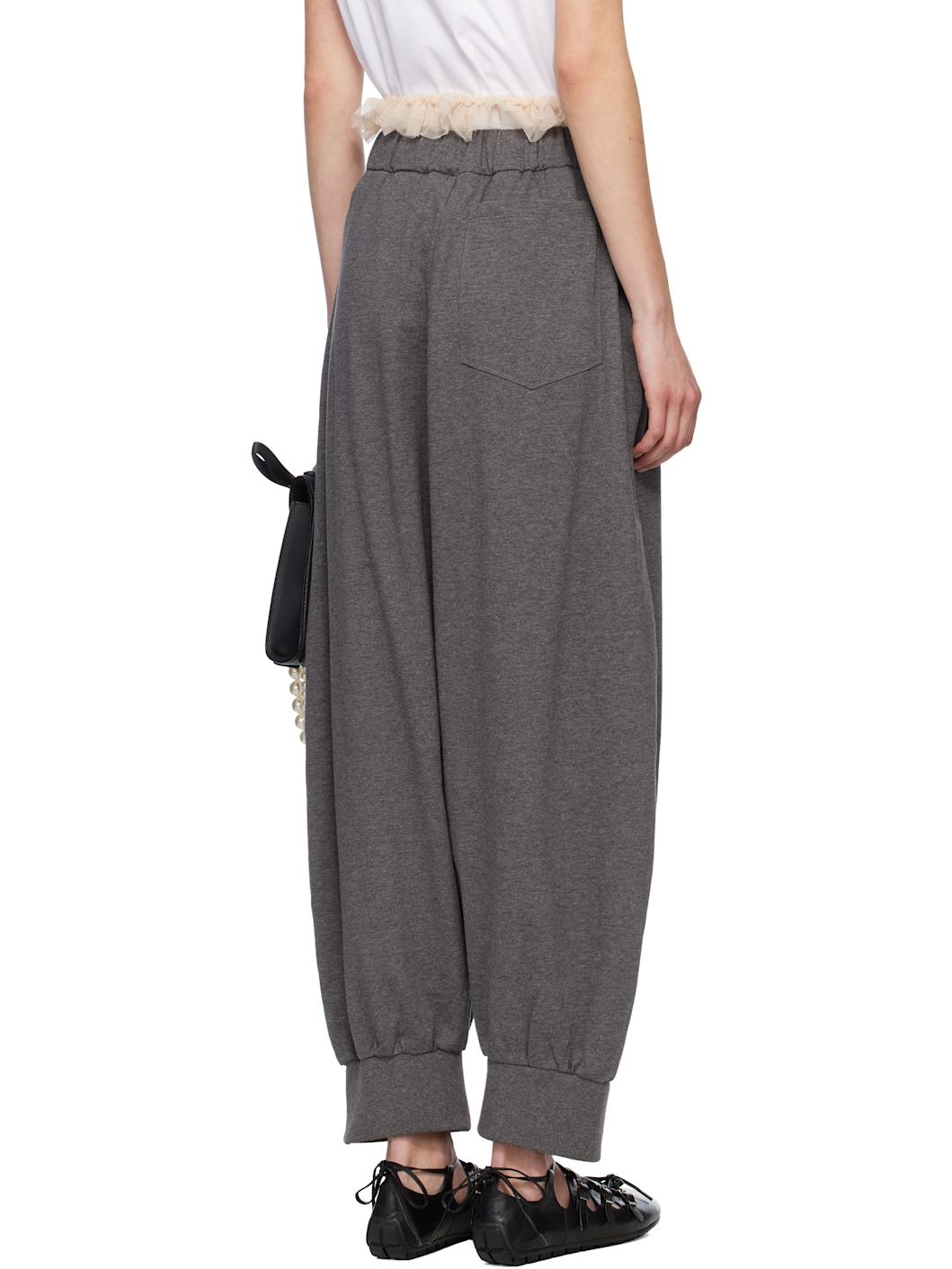 Gray Exposed Frilly Brief Drawstring Lounge Pants - 3