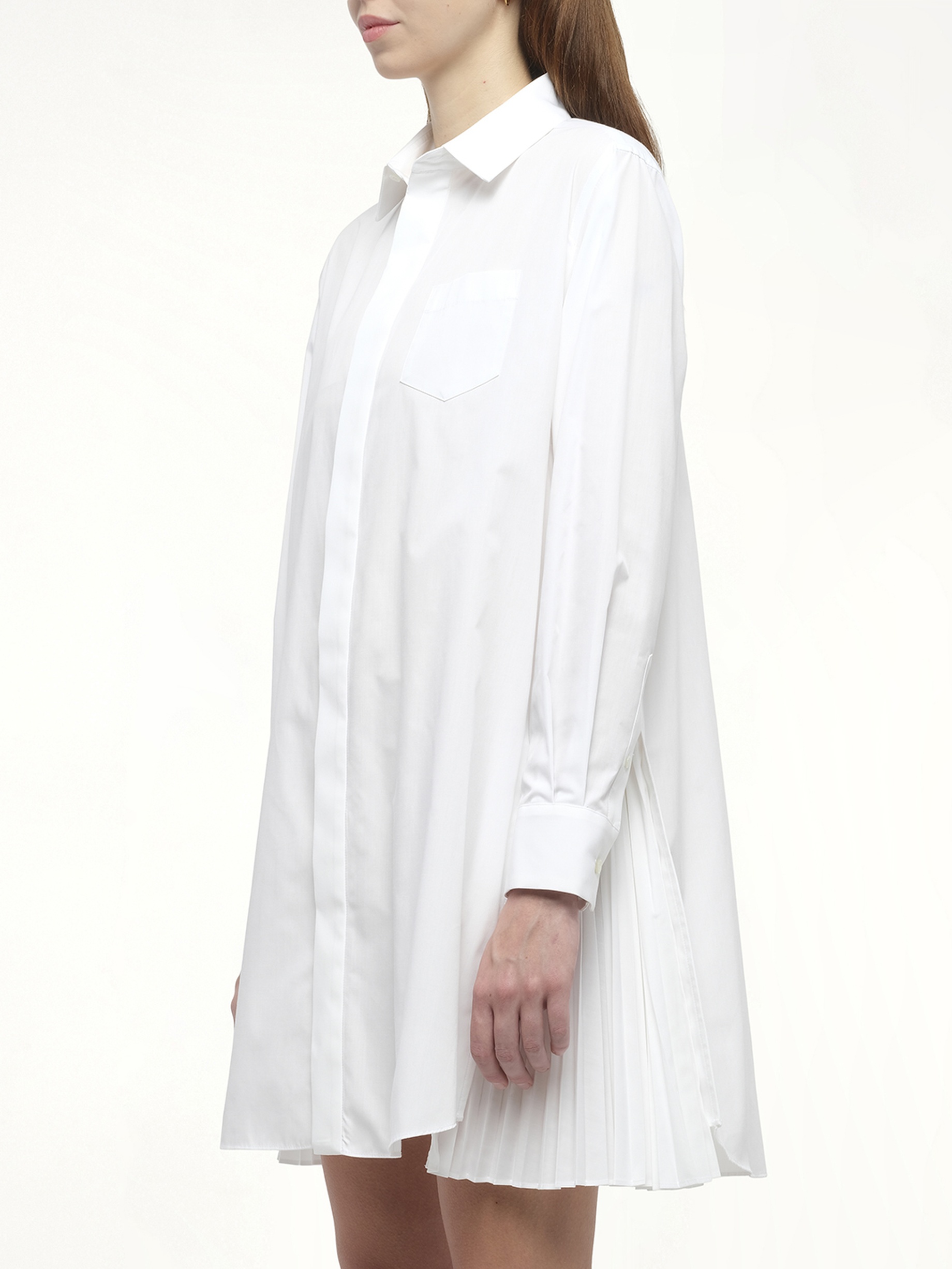 Side Zip Poplin Dress in Off White - 5