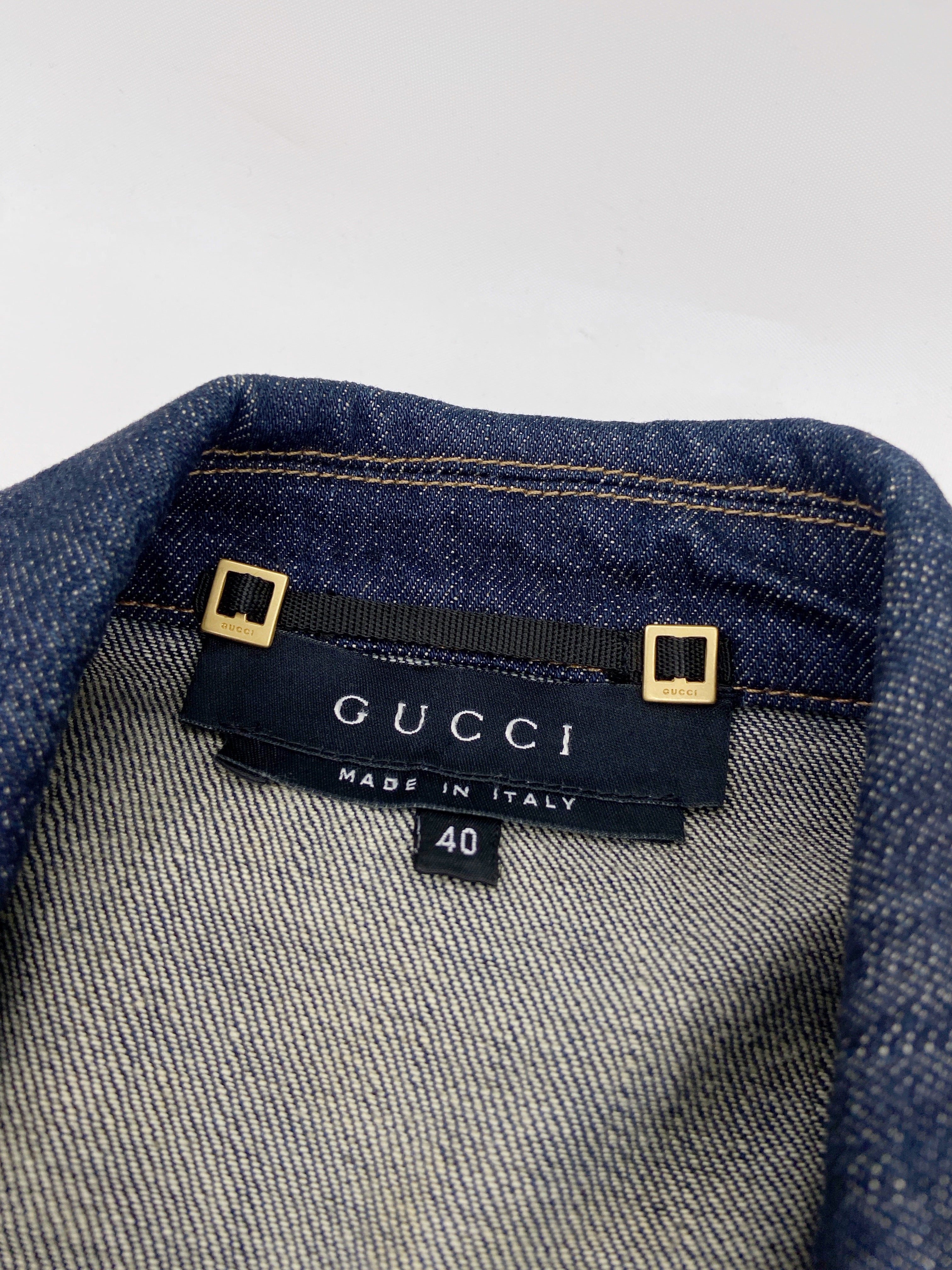 Gucci Fall 2003 Tom Ford Blue Denim Military Blazer Jacket 40 - 9