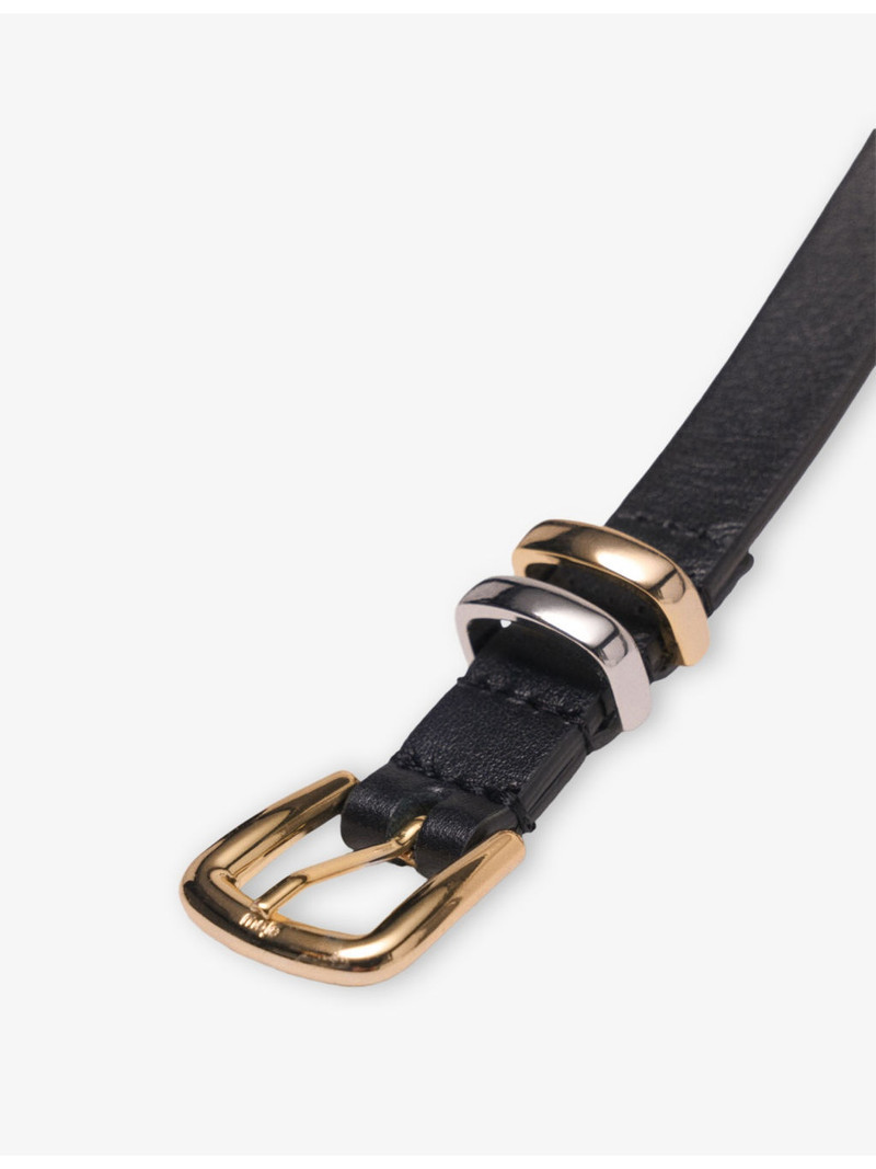 maje Square-Buckle Slim Leather Belt outlook