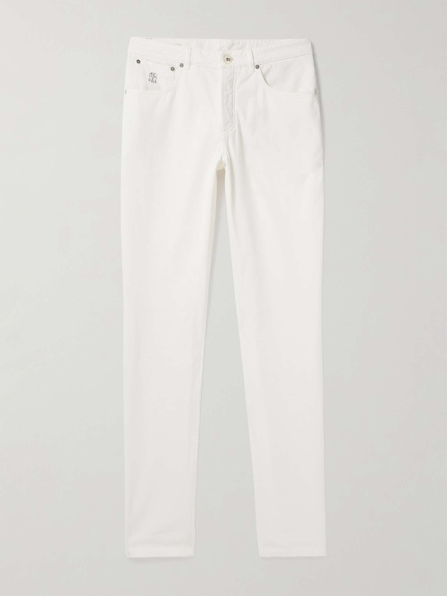 Straight-Leg Logo-Embroidered Cotton-Gabardine Trousers - 1