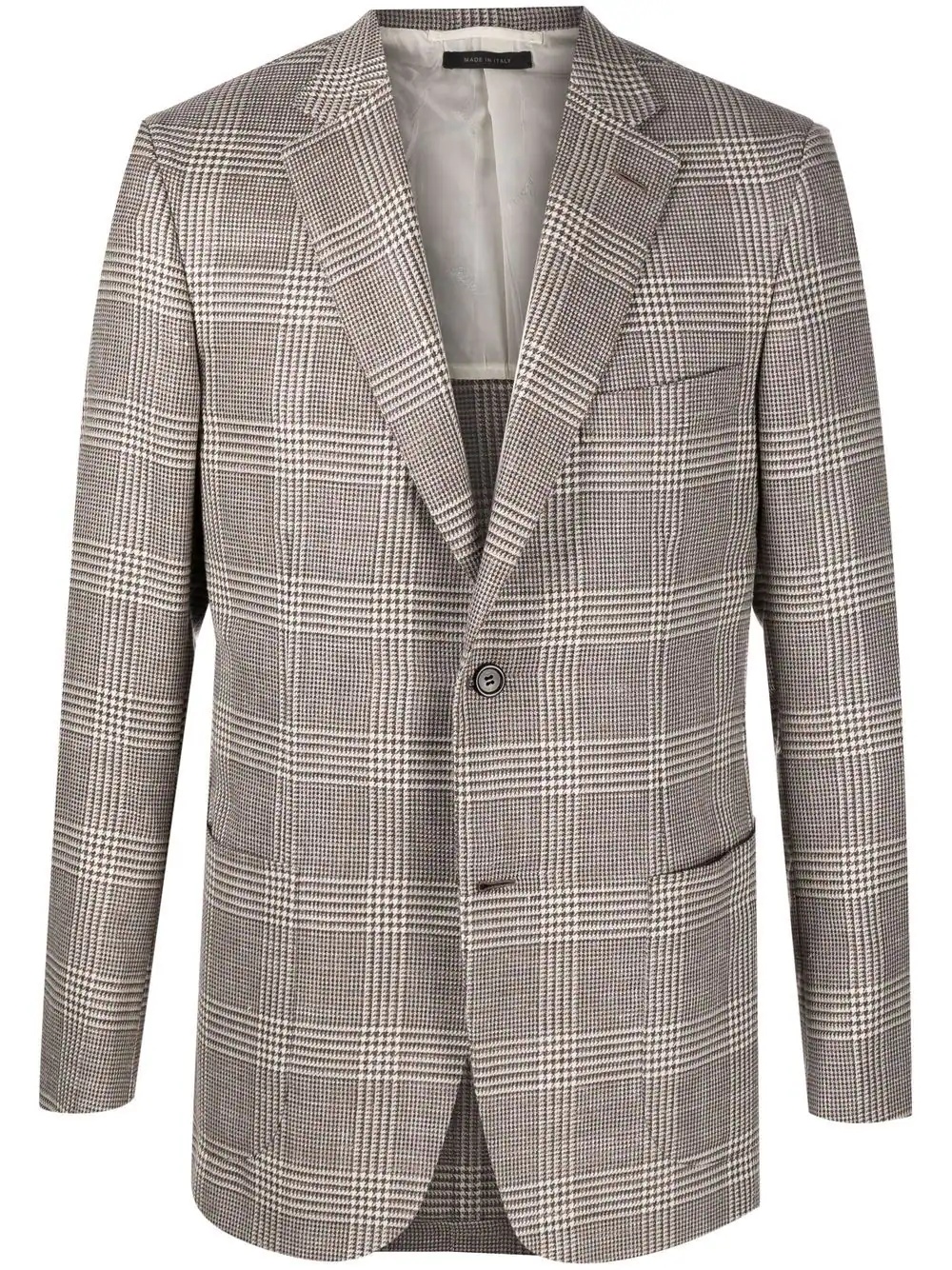 checked single-breasted blazer - 1