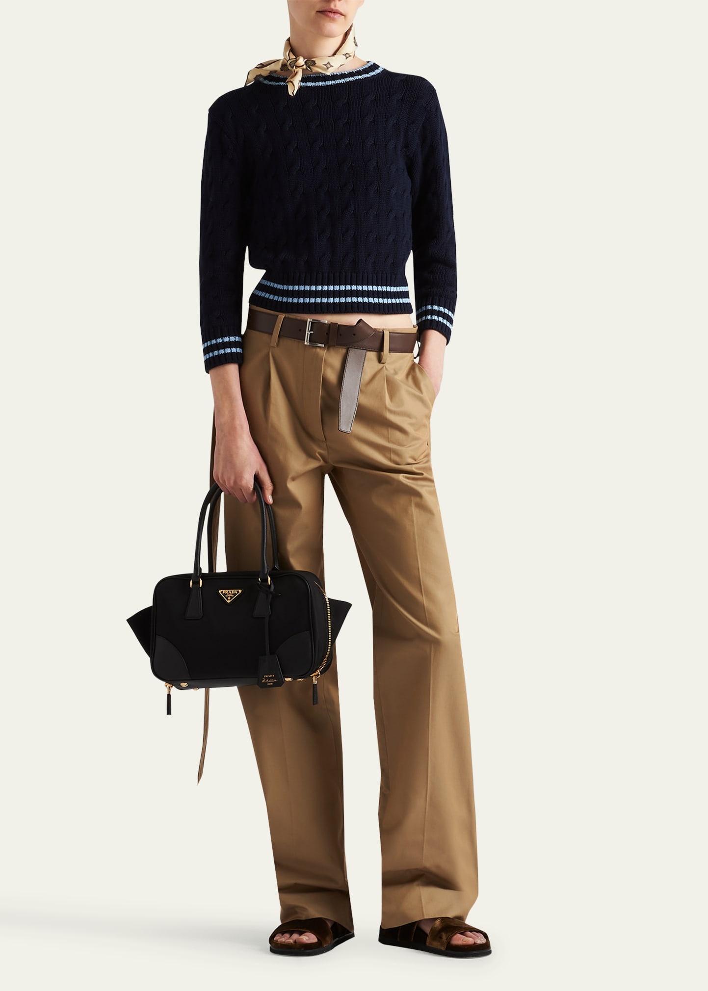Cropped Cotton Cable-Knit Sweater - 2
