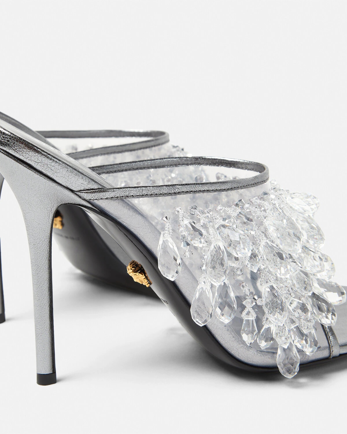 Crystal Chandelier Metallic Mules - 4