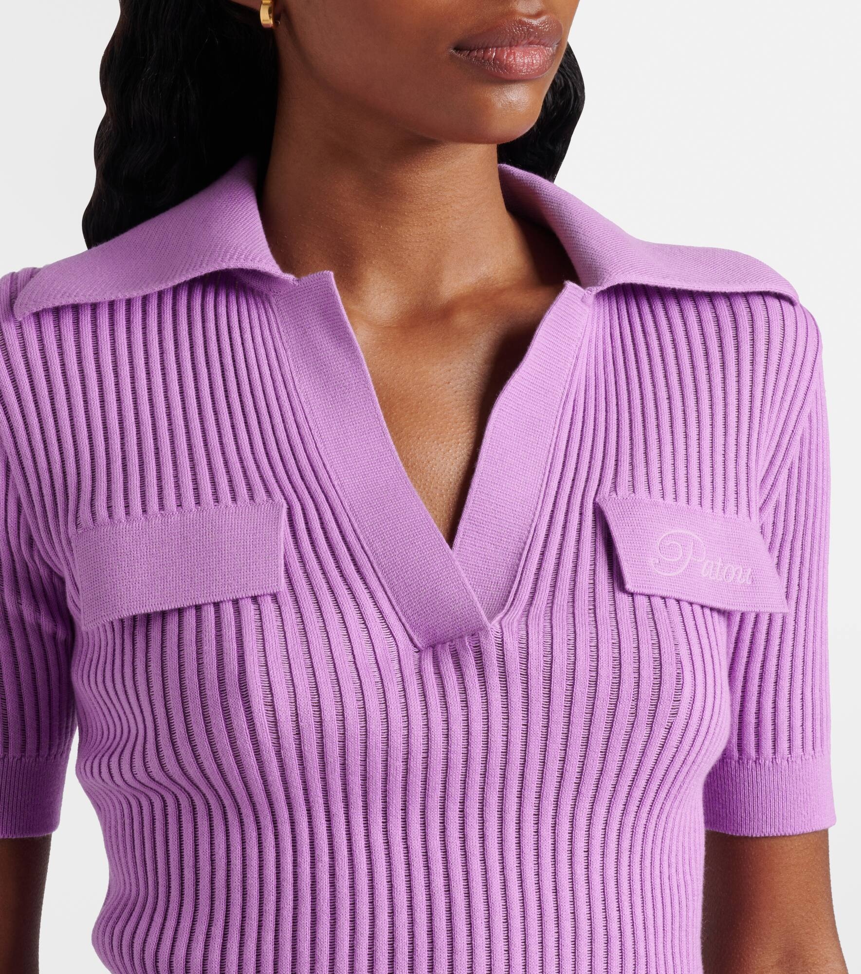 Ribbed-knit cotton polo shirt - 4