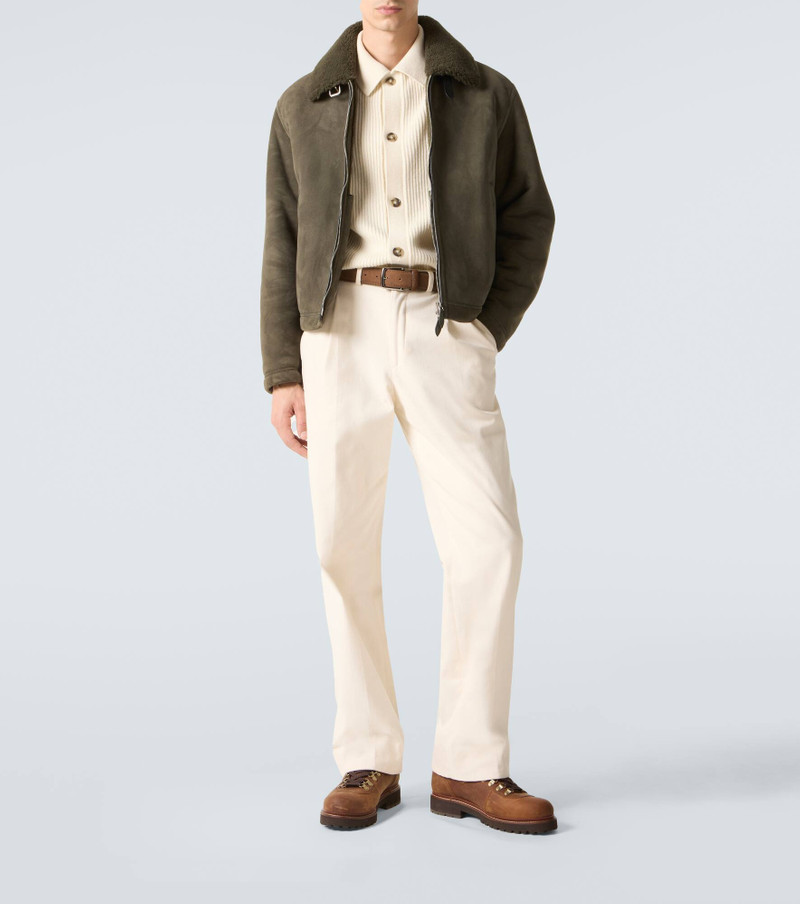 Berluti Shearling-trimmed suede blouson jacket outlook