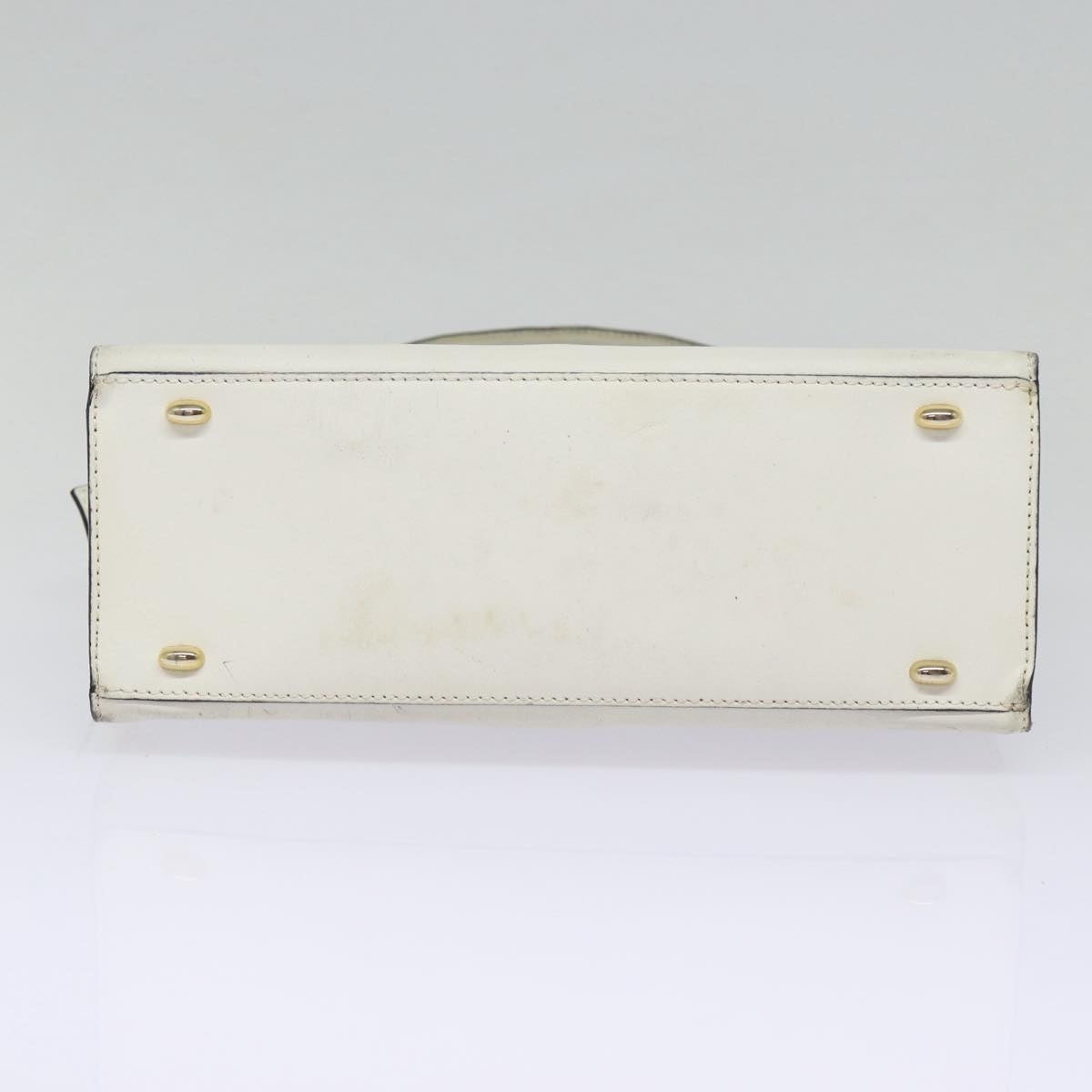 CELINE Hand Bag Leather White Gold - 6