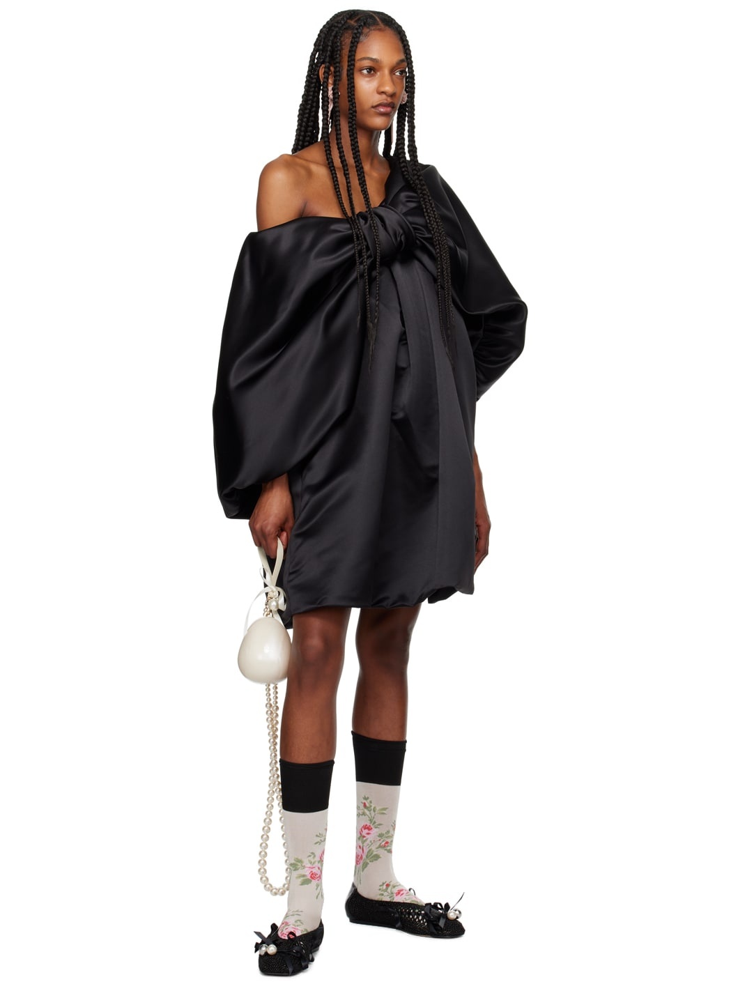 Black Big Bow Minidress - 4
