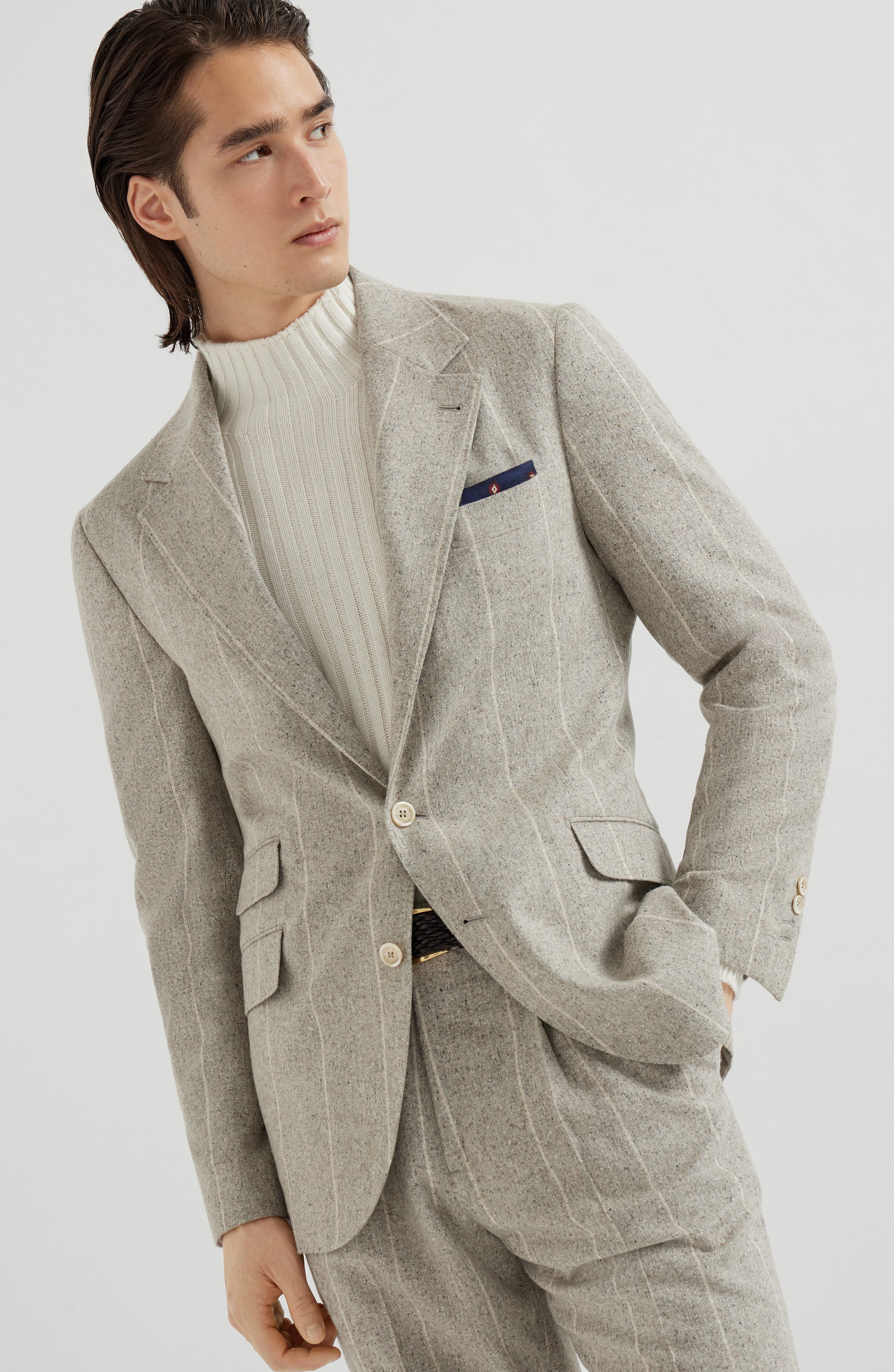 Brunello Cucinelli Deconstructed Cavallo blazer in Salt at Nordstrom - 2