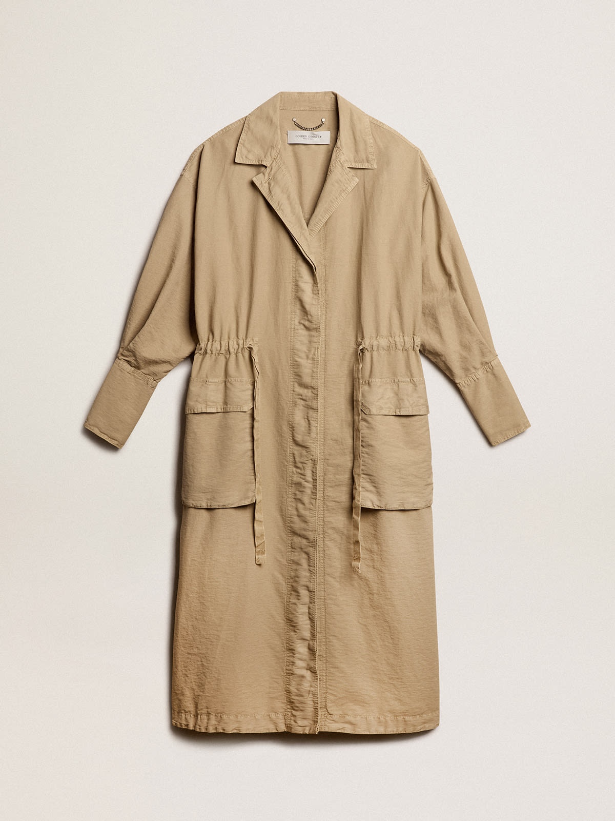 Khaki-colored cotton twill trench dress - 1