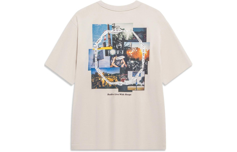 Li-Ning Li-Ning BadFive Live With Hoops Graphic T-shirt 'Beige' AHST281-3 outlook