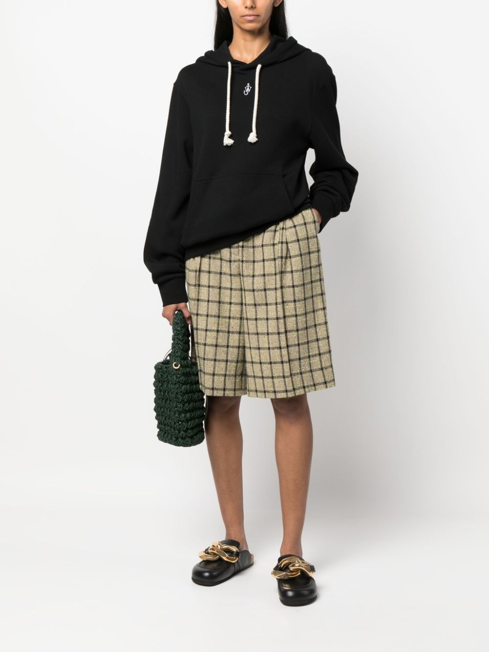 logo-embroidered cotton blend hoodie - 2