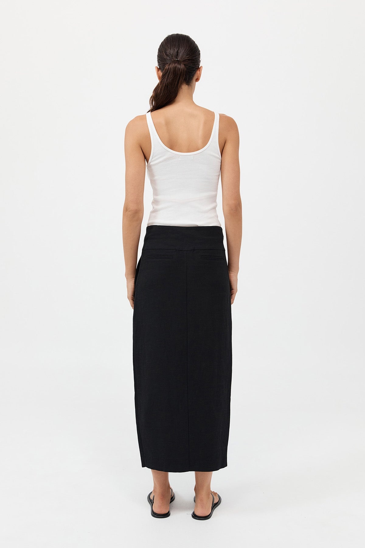 Wide Waistband Column Skirt - Black - 6