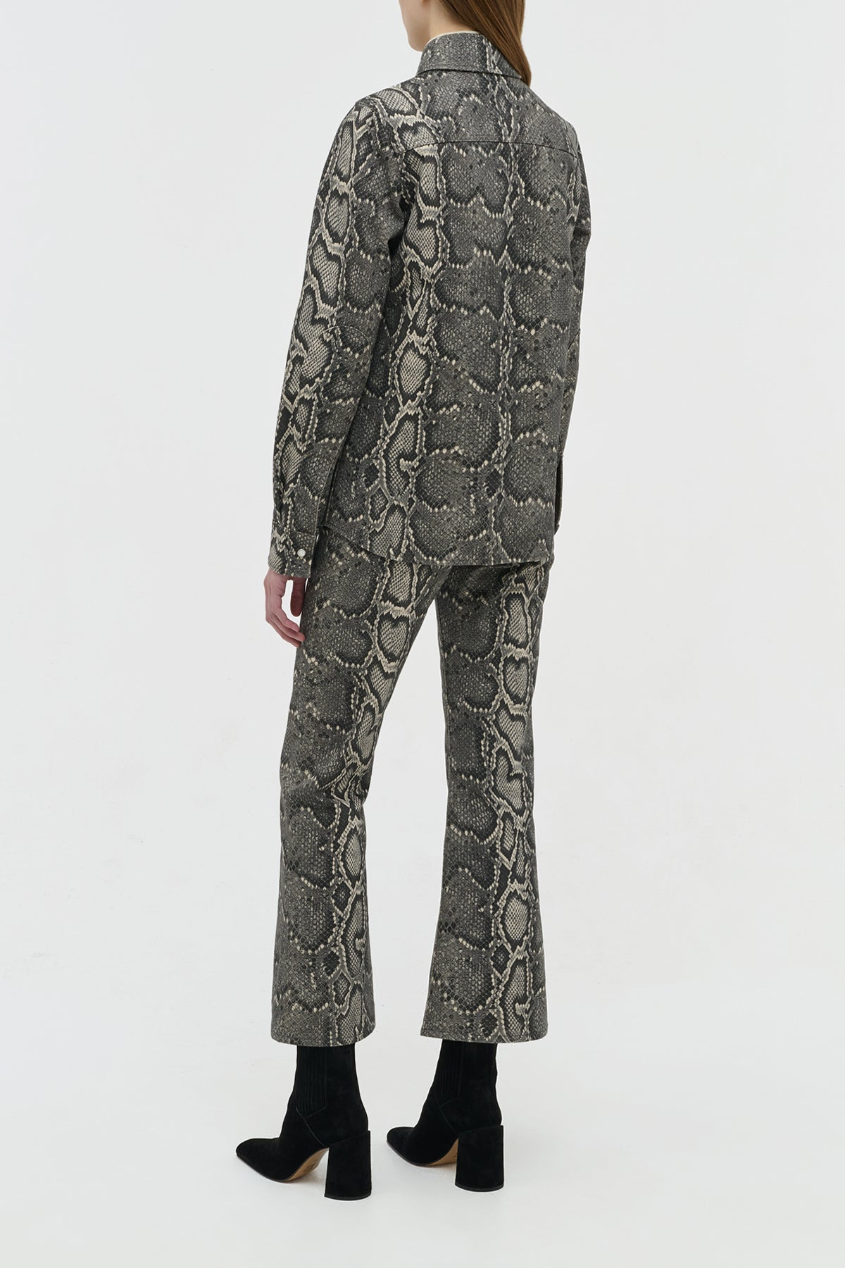 John Austin Shirt in Greyscale Recycled Printed Cotton Denim - 4