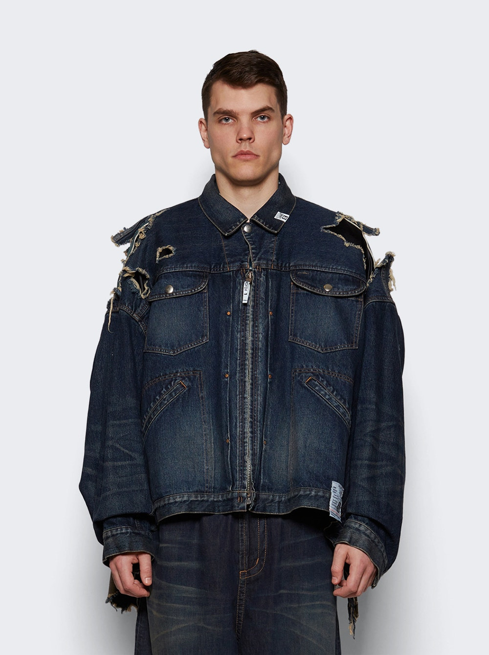 Double Layered Denim Jacket Indigo - 2