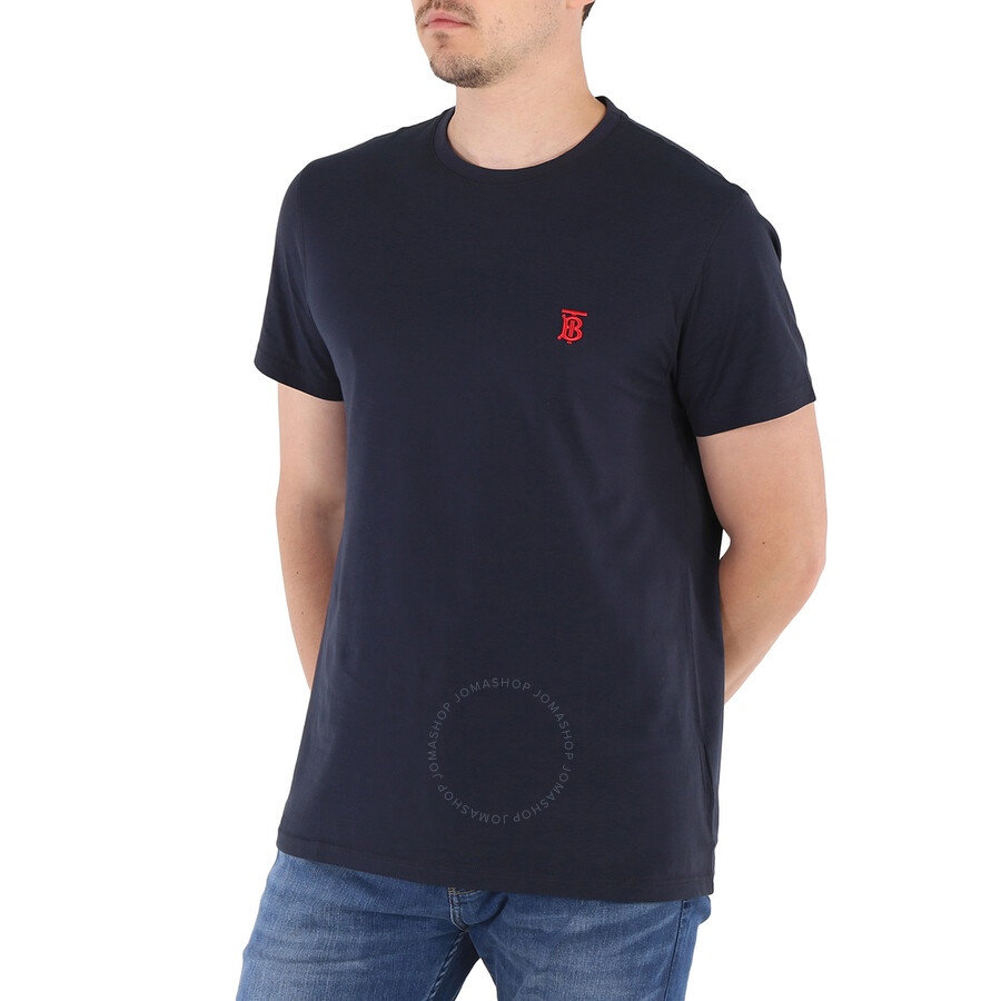 Burberry Men's Navy Embroidered Logo T-shirt - 3